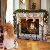 Tangkula 59.5 x 32.5 Inch Fireplace Screen w/ Floral Pattern 3-Panel Folding Spark Guard - 4 of 4