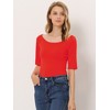INSPIRE CHIC Women's Half Sleeves Scoop Neck Fitted Layering Soft T-Shirt - 2 of 4