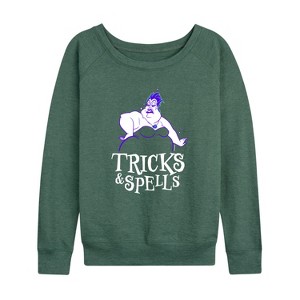Women's - Disney Villains - Tricks & Spells Lightweight French Terry Wide Neck Long Sleeve Shirt - 1 of 4