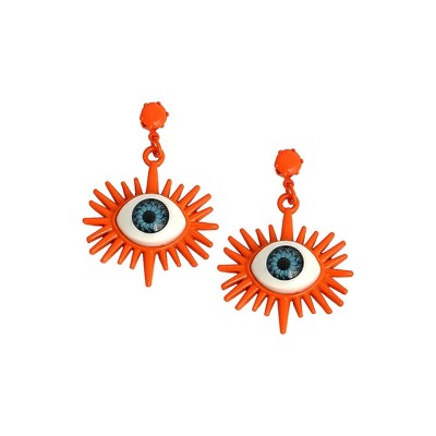 SOHI Women's Pumpkin Orange The Evil Eye's Ray Drop Earrings
