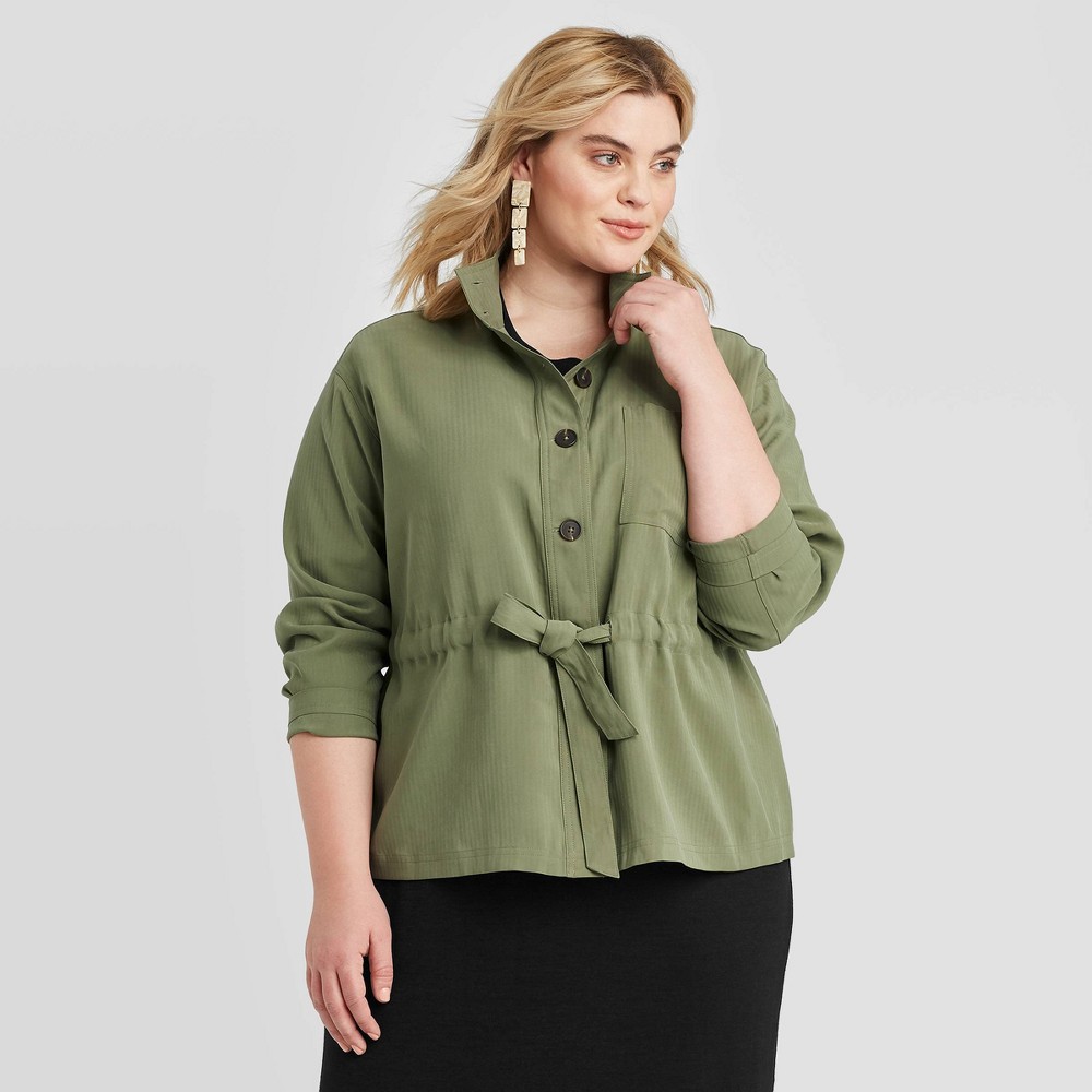 Women's Plus Size Long Sleeve Fashion Jacket - Ava & Viv Green 2X, Women's, Size: 2XL was $34.99 now $24.49 (30.0% off)