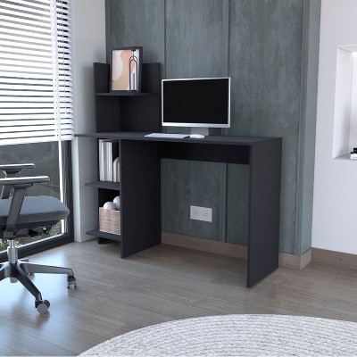 NicBex Home Office Desk 17.7" L Modern Writing Desk with 4-Layer Open Storage Shelves and Wooden Desktop for Office, Study, Living Room