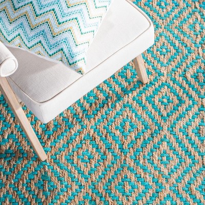 Natural Fiber NF266 Hand Woven Indoor Area Rug - Turquoise/Natural - 5'x8' - Safavieh.