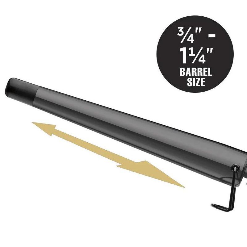 HOT TOOLS Black Gold 1 1/4" Extra-Long Salon Tapered Curling Iron Model #HO-HT1852XLBG, 4 of 12