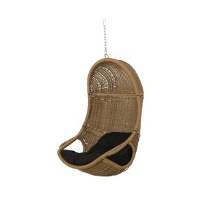 Christopher Knight Home Ripley Outdoor Wicker Hanging Basket Chair with Cushions (No Stand) - 1 of 4