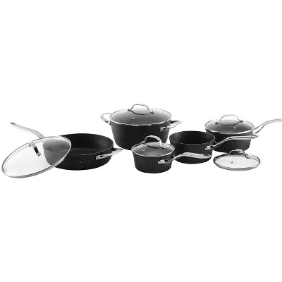Starfrit The Rock 10-Piece Non-Stick Black Aluminum Cookware Set