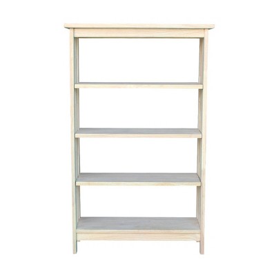 Adjustable Beige Solid Wood 38" 4-Tier Shelf Unit