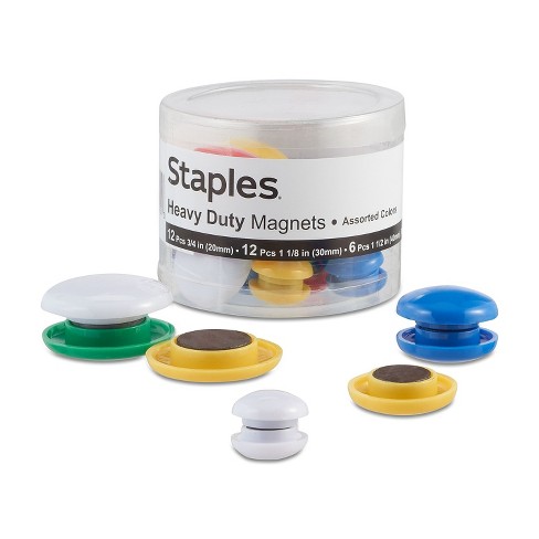 30/Tub Circles Officemate Assorted Heavy-Duty Magnets 92501 Assorted Sizes & Colors 