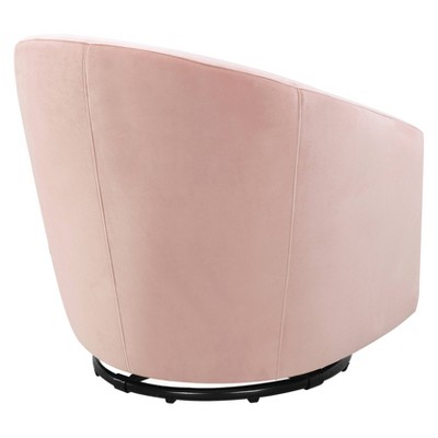 Blush Pink Velvet Handcrafted Swivel Glider with Wooden Base