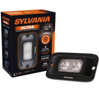 SYLVANIA - Flush Mount 4 Inch LED Light Pod - Lifetime Limited Warranty - Wide Flood Light 900 Raw Lumens, Truck, Car, Boat, ATV, UTV, SUV (1 PC)