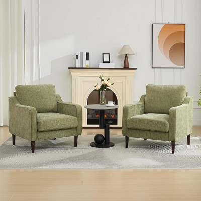 Coucheta 30" Linen Armchair - Modern Reading Chair Single Sofa with Wood Legs for Living Room & Bedroom