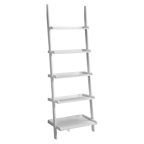 72 French Country 5 Shelf Ladder Bookshelf White Johar