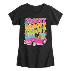 Girls' - Barbie - Barbie 70S Groovy Stacked- Girls Fitted Short Sleeve Graphic T-Shirt Fitted Short Sleeve Graphic T-Shirt - 1 of 4