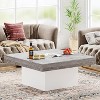 Hommoo Square Coffee Table, Farmhouse Wood Cocktail Table with LED Light - 3 of 4