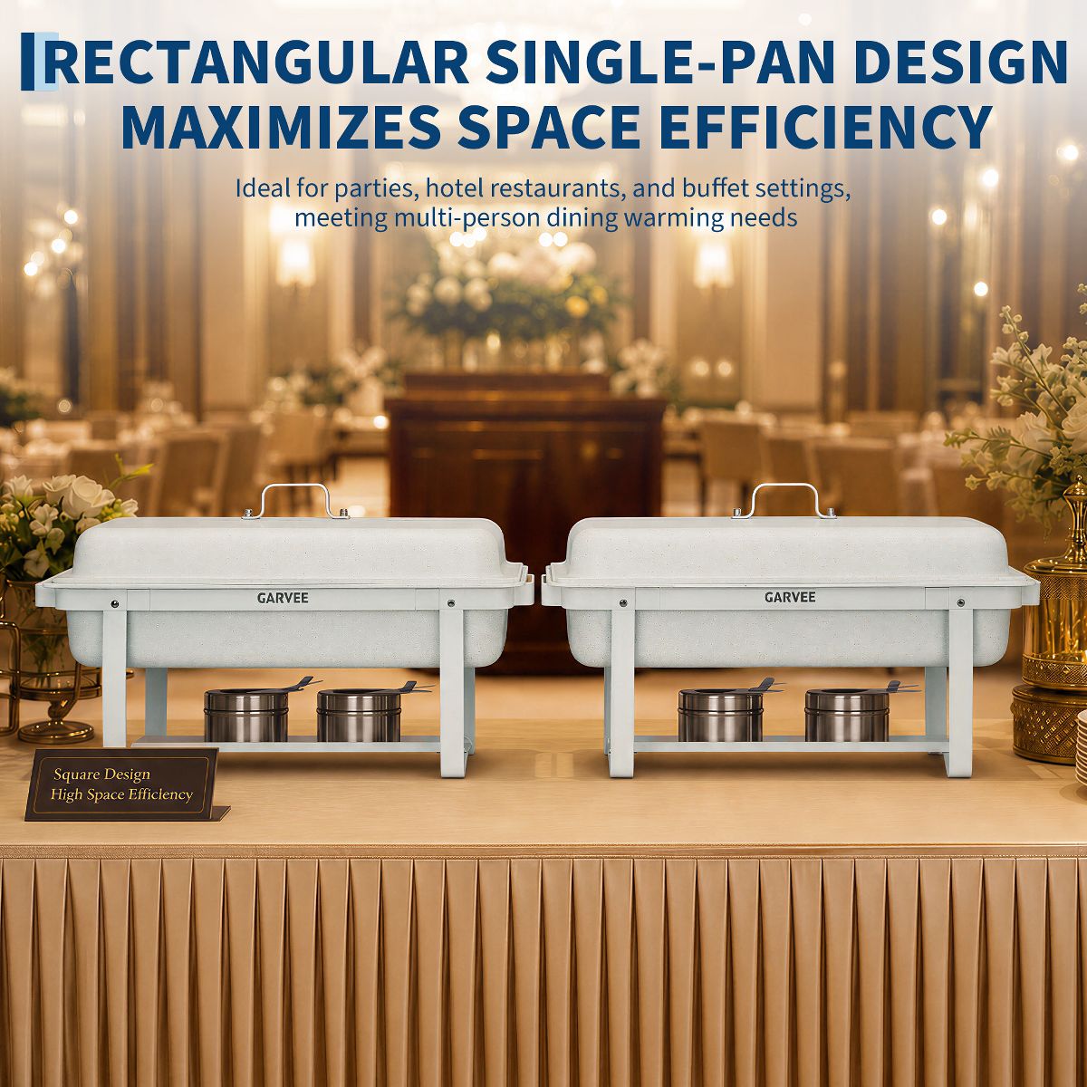 Chafing Dish Buffet Set, Rectangle Catering Warmer Server - thumbnail 9