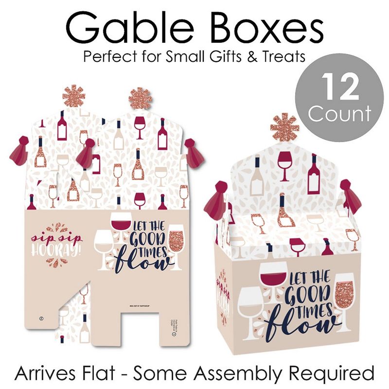 Big Dot of Happiness But First, Wine - Treat Box Party Favors - Wine Tasting Party Goodie Gable Boxes - Set of 12, 5 of 8