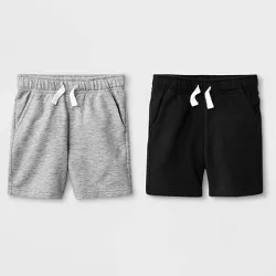 Toddler Boys' 2pk French Terry Play Pull-On Shorts - Cat & Jack™ Black/Heather Gray