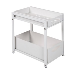 Honey-Can-Do 2 Tier Cabinet Organizer: Steel Storage Drawers, Rust-Resistant, Universal Storage, White, 15.35" Width - 1 of 4