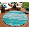 Sky Blue Teal Blue And Aqua Striped Washable Indoor Outdoor Area Rug - 2 of 4