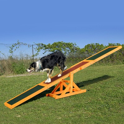 Natural Wood Dog Agility Seesaw with Anti-Slip Surface