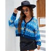 Coolmee Women's Fashion Button Down Colorblock Cardigan Sweaters Fall Slim Crop Outwear Open Front Knit Coat Streetwear - 2 of 4