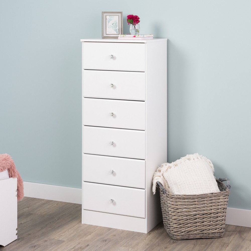 Photos - Dresser / Chests of Drawers Astrid 6 Drawer Tall Chest White - Prepac