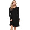 Women's V Neck Long Sleeve T Shirt Dress Basics Plain Dresses Casual Loose Flowy Swing Dresses - 2 of 4