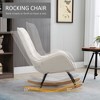 Mid-Century Fabric Rocking Chair Sofa Armchair Tufted Rocker Wingback Accent Chair with Padded Seat, Rubber Wood Base for Home Studio, Bedroom - 4 of 4