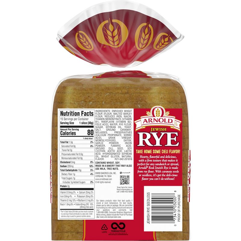 Arnold Seedless Jewish Rye Bread - 16oz, 2 of 6