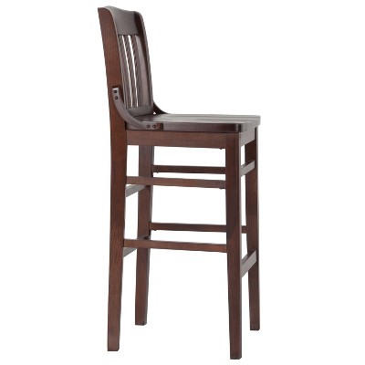 Elegant Walnut Wood School House Back Barstool