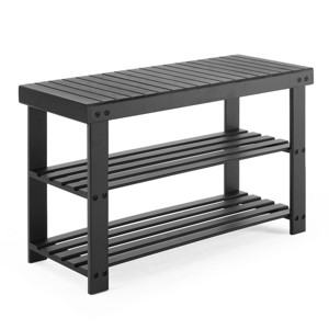 JIONJOY 3-Tier Bamboo Shoe Rack & Storage Bench - 286lb Capacity, Space-Saving Organizer for Entryway, Bedroom, Living Room (11.3x27.6x17.8in) - 1 of 4