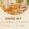 6 Piece Dining Table Set for 6, Farmhouse Dining Set, Space Saving Kitchen Nook Dining Room Breakfast Nook Table Set, Natural+White - ModernLuxe - 3 of 4