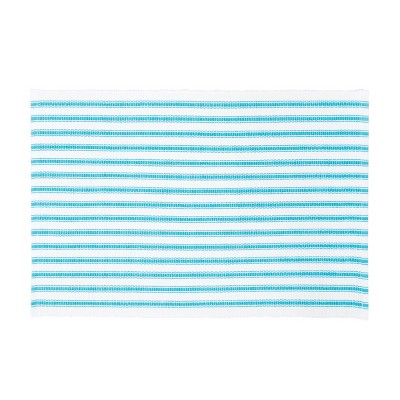 C&F Home Ticking Stripe Turquoise Cotton Woven Placemat Set of 6