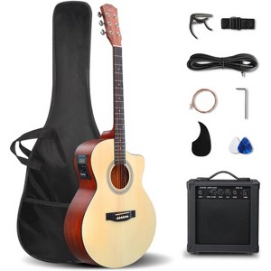 GLARRY 41in Acoustic Electric Guitar Beginner Kit with 15W Amp, 5-band EQ Cutway Design 6 Strings Electric Acoustic Guitar with Bag, Strap, Picks - 1 of 4