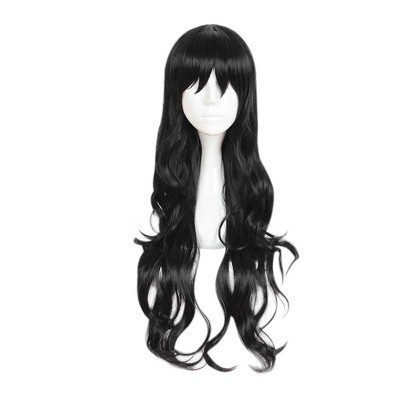 Unique Bargains Women's Curly Wigs 28" Black with Wig Cap