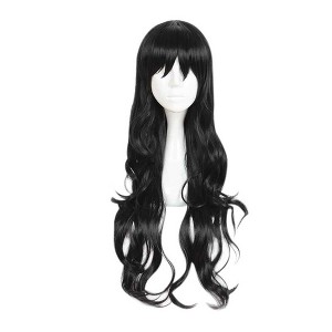 Unique Bargains Women's Curly Wigs 28" Black with Wig Cap - 1 of 4