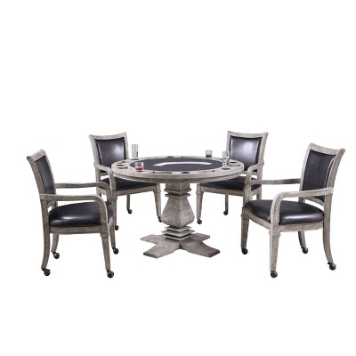 Montecito 51" Round Driftwood Finish Poker & Dining Table Set