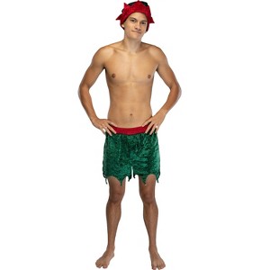 Mens' Elf Boxer Shorts w/ Hat Crushed Velvet Underwear - 1 of 4