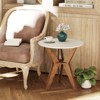 JIONJOY Distressed Wood Side Table with Crisscross Base - Farmhouse Round End Table with White Top for Living Room, Office - 4 of 4