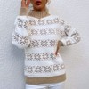 Womens Pullover Sweater Turtleneck Snowflakes Sweater Christmas Sweater Ribbed Knit Long Sleeve Sweater - 3 of 4