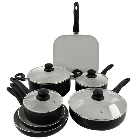 Farberware Reliance Pro 12pc Nonstick Ceramic Cookware Set Teal/gray :  Target