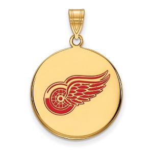 Black Bow Jewelry 14k Yellow Gold Plated Sterling Silver Detroit Red Wings NHL Large Pendant - 1 of 3