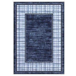 Washable Modern Bordered Rug Non Slip Low Pile Rug Soft Contemporary Throw Floor Cover Foldable Indoor Carpet for Living Room Bedroom Playroom - 1 of 4