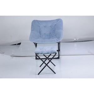 Saucer Chair, Lounge Chair - XL Foldable Faux Fur Floor Seat, Non-Slip Base for Stability, Accent Chair - 1 of 4