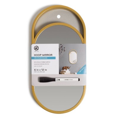 U Brands 6"x12" Hoop Mirror Dry Erase Board with Marker