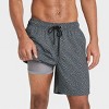 Men's 7" Geo Print Swim Trunk with Boxer Brief Liner - Goodfellow & Co™ Gray - image 4 of 4