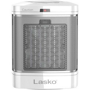 Lasko CD08200 Small Portable Ceramic Space Heater for Bathroom and Indoor Home Use, White, 6.25 x 6.25 x 7.65 inches - 1 of 4