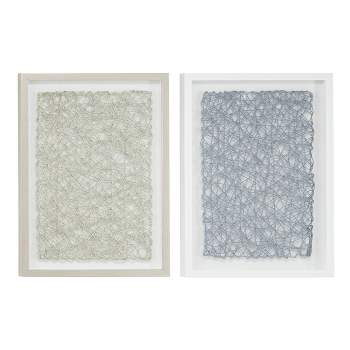 (Set of 2) 16" x 21.5" Abstract String Art Shadow Box Wall Decor Silver/Gray - Olivia & May