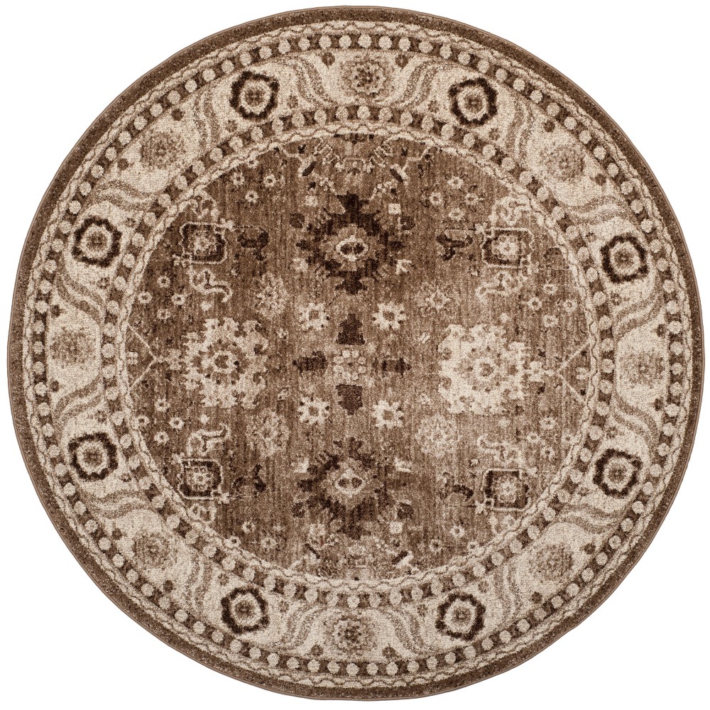 5'3in Floral Loomed Round Area Rug Taupe - Safavieh