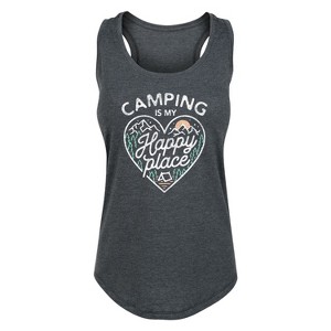 Women's - Instant Message - Camping Is My Happy Place Graphic Racerback Tank - 1 of 4